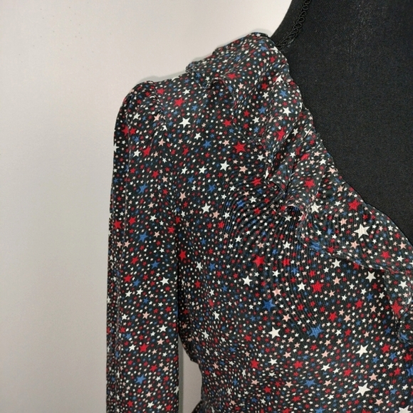 Madewell 100% Silk Ruffle-Hem Wrap Top in Starry Night Sz. Sm - Picture 8 of 16